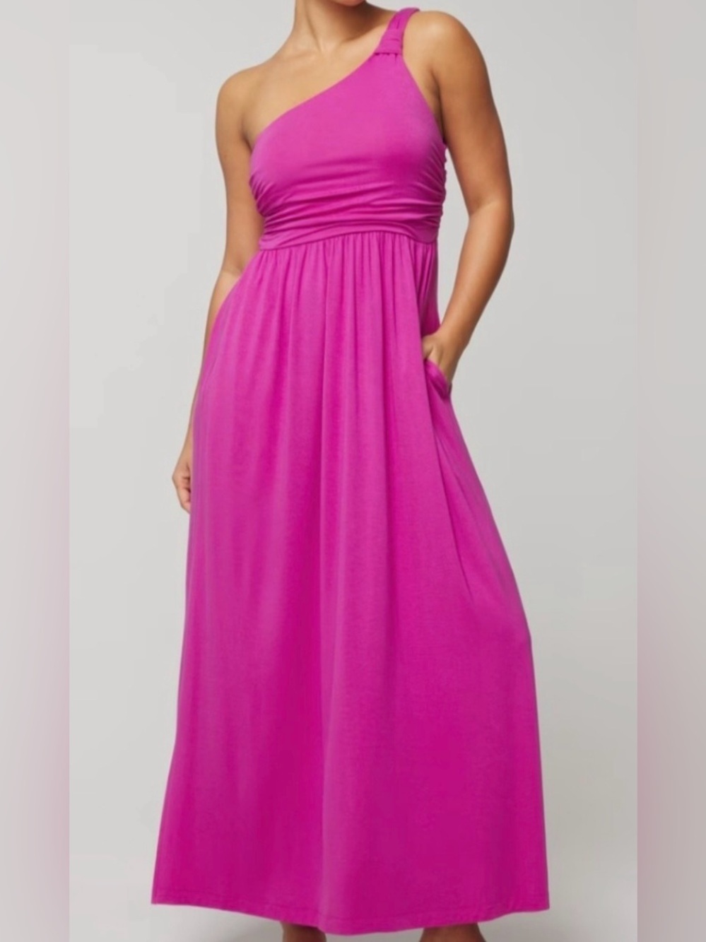 Soma One-Shoulder magenta jersey bra dress
